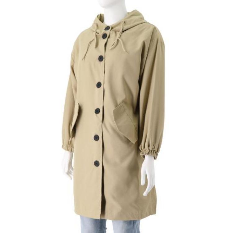 Women Elegant Double Breasted Lightweight Windproof Plus Size Solid Color Mid Length Trench Coat