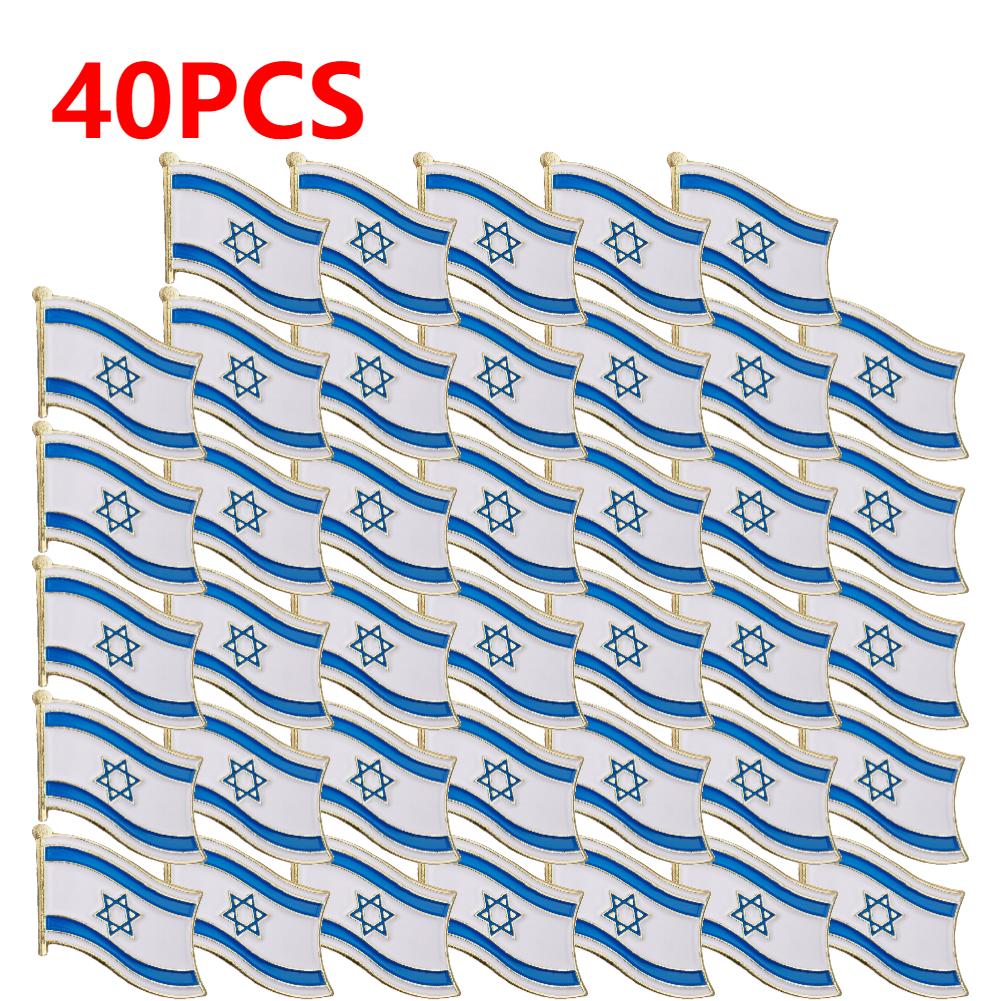 10-100PCS Israel Flag Pin Metal Enamel Badge Brooch Waving National Flag Style Flag Badge Brooch Clip Clothes Bags Accessories
