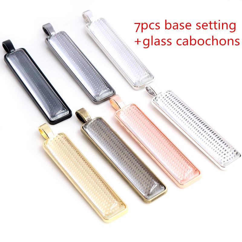 Hot Sales 10X25/10x50/25x50mm Cameo Rectangle Bezels Blank Pendant Cabochon Base Setting For Jewelry Making Accessories Supplies