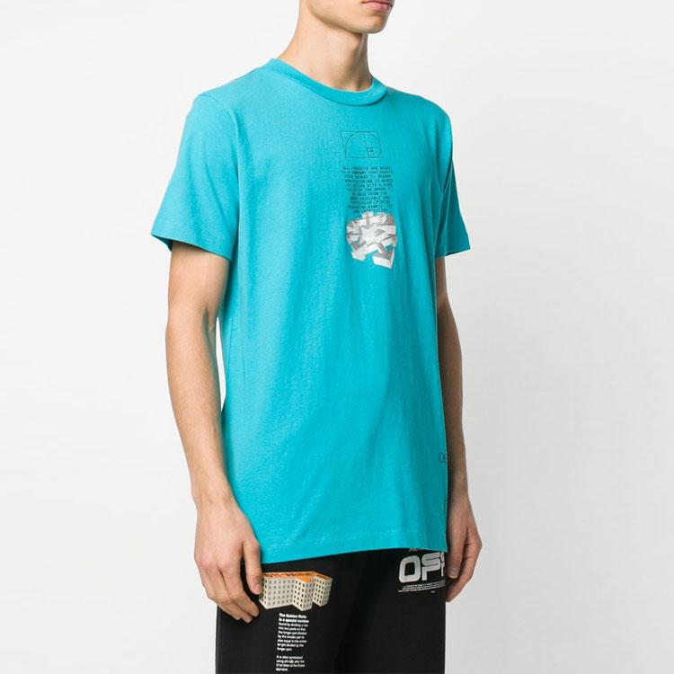Off-White Dripping Arrow Letter Print Short Sleeve T-Shirt Men Tops Blue OMAA027R201850053901
