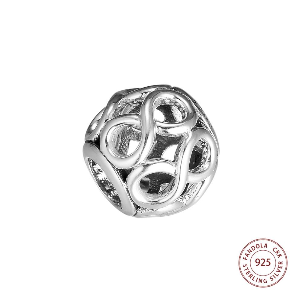 

Ажурные подвески с бесконечным блеском, бусины из стерлингового серебра 925 пробы для изготовления ювелирных изделий, подходят для оригинального браслета, ювелирные украшения