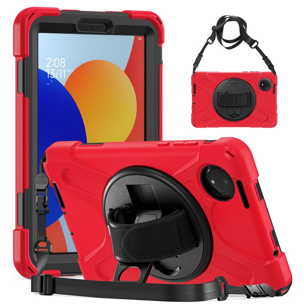 Heavy Duty PC Armor Case for Redmi Pad SE 8.7 360 Rotating Stand Strap Cover for Redmi Pad SE 4G 8.7 inch