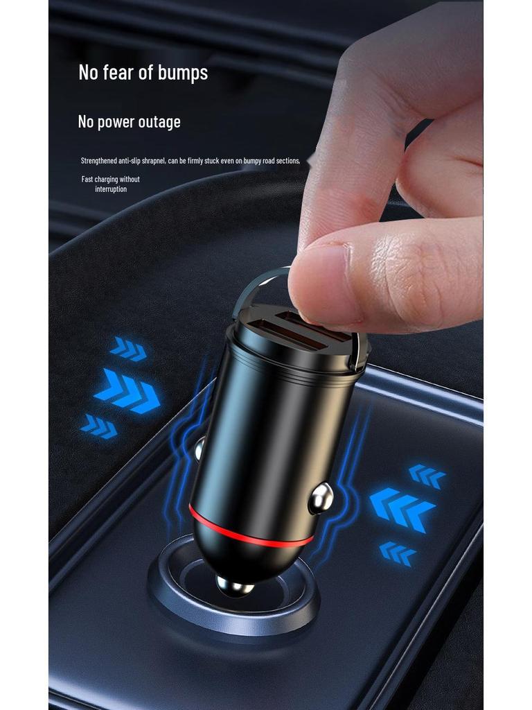 Compact Dual USB Car Charger with Pull-Ring Design - 200W Fast Charging & Multifunctional Cigarette Lighter