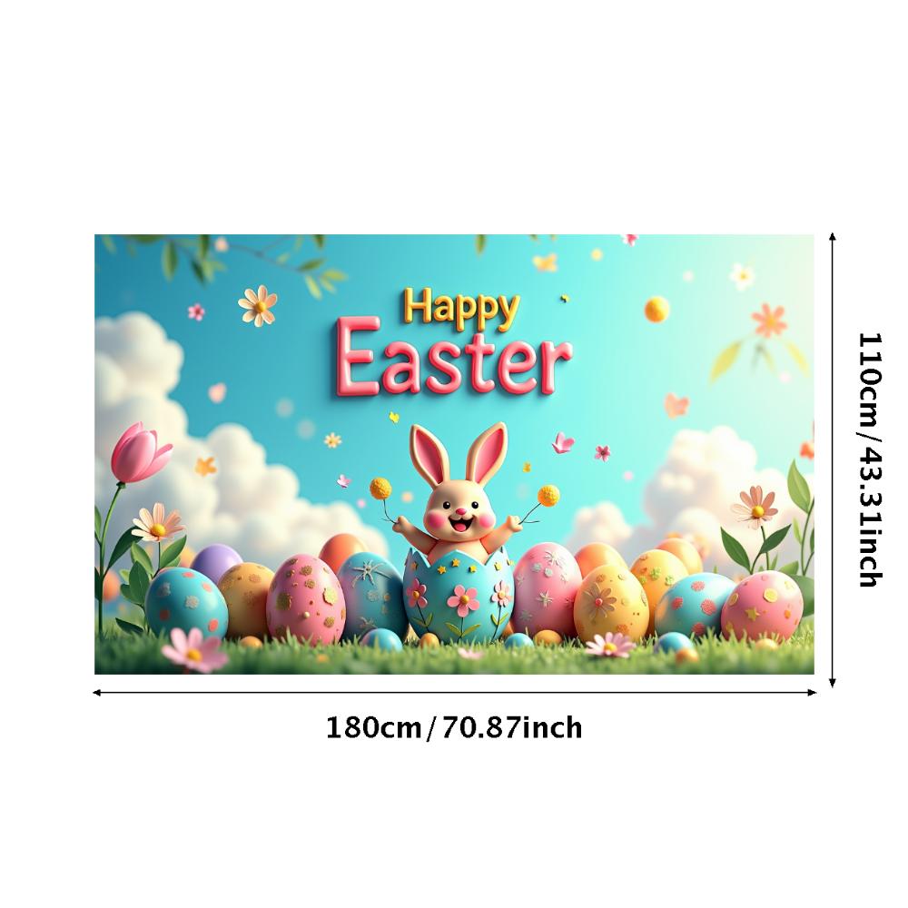 Happy Easter Backdrop Banner Easter Egg Bunnies Photography Prop Decorations Garden Party Supplies Background Spring Decor