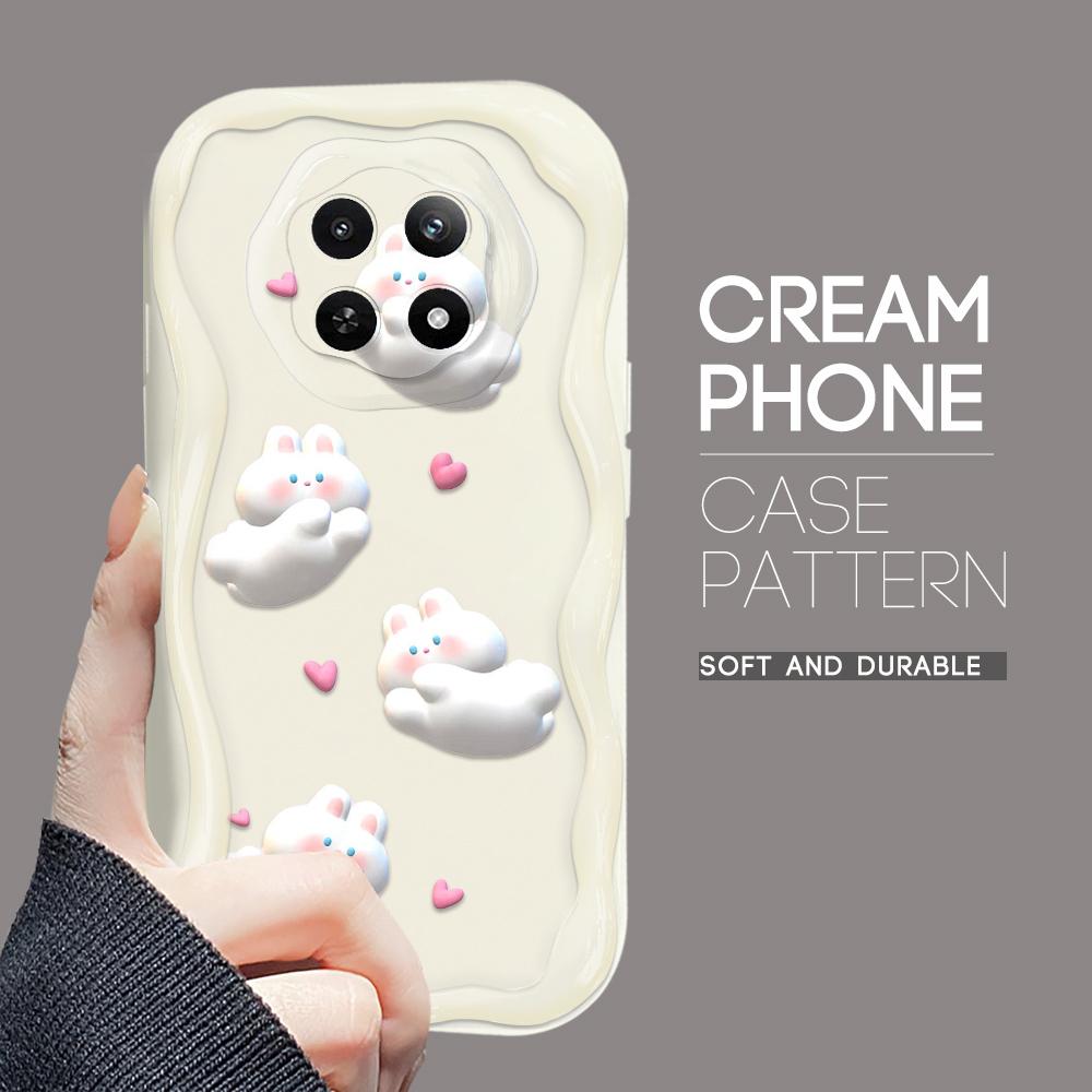 Cartoon Pattern Cream Texture Casing Wavy Edge Soft Silicone Cover Phone Case for OPPO Reno Realme OnePlus Vivo