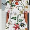 Women's Summer Short Sleeve Dress Casual Floral Print Round Neck Midi Dress with Pockets Flowy A-line Beach Sundress