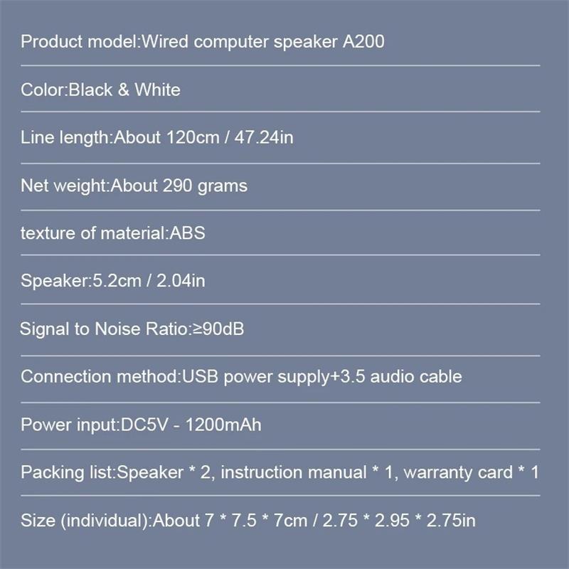 New Lenovo A200 Computer Speakers HiFi Sound Quality RGB Cool Light Effect Stereo Sound Effects Mini Wired Speaker Erazer