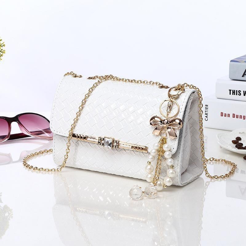 Woven simple messenger bag shoulder bag new mini small bag versatile chain pu mobile phone bag women