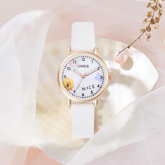 

Кварцевые часы Yousheng с принтом мультяшного кролика, круглый циферблат, искусственная кожа, регулируемый ремешок, проверка времени, высокая точность, изысканные милые наручные часы, часы