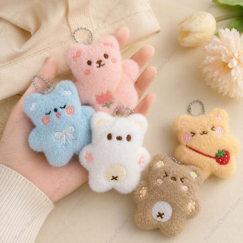 Cartoon Bear Squeak Plush Toys Pendant Cute Doll Toy Soft Stuffed Bag Charms Decorations for Couple Friends Gift Bag Charm