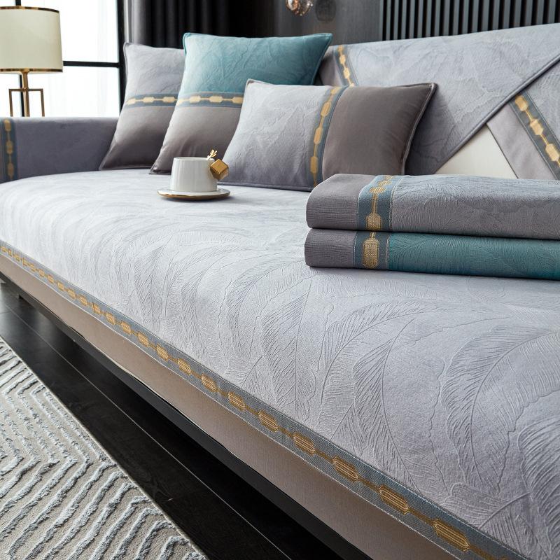 Affordable Luxury Style Sofa Cushion Four Seasons Universal Non-Slip Cushion Cover Cloth Modern High-End Gray Leather Sofa Cover Towel
