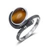 Snake Shaped Vintage Ring Natural Labradorite Ring 10*12MM Turquoise Moonstone Retro Gift for Women Men Fine Jewelry