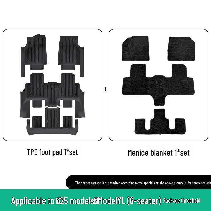 Tesla Model YL TPE Floor Mats with Full Coverage & Threshold Protection