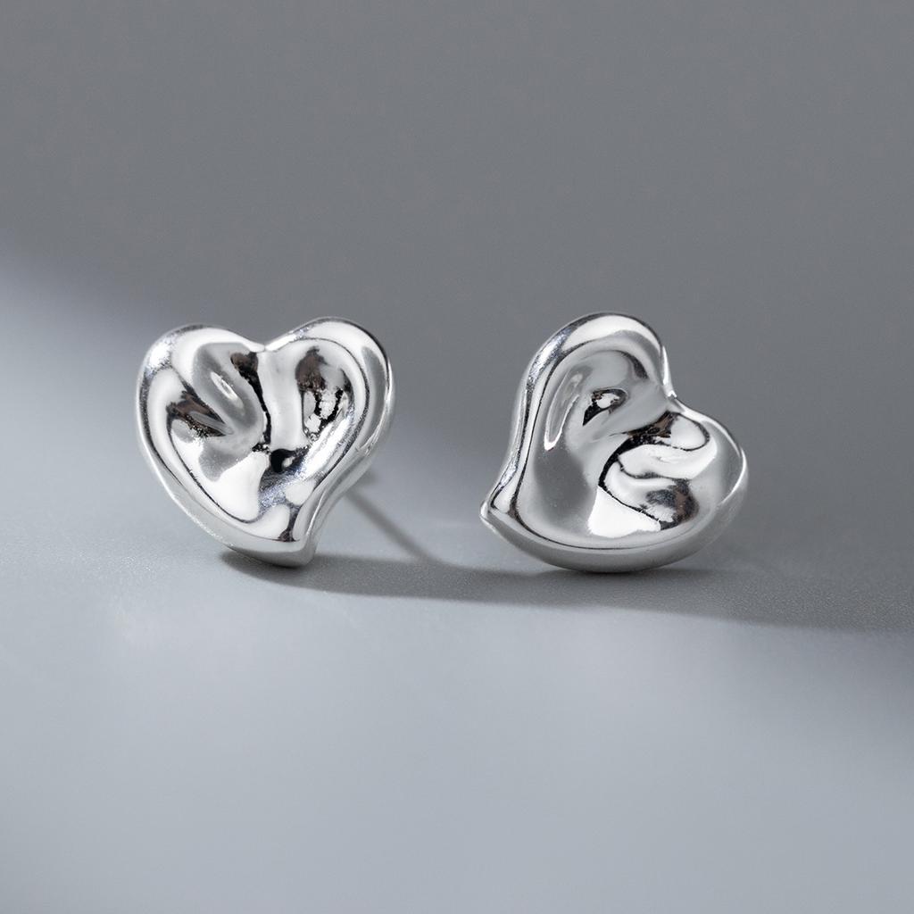 925 Silver Heart Stud Earrings For Women Engagement Wedding Fine Jewelry Friends Gift Accessories Trend Jewellery