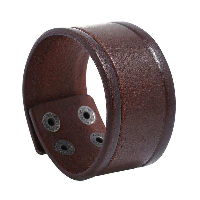 Modyle Nieuwe Mode Punk Vintage Brede Echte Leren Armband Voor Mannen Bruin Zwart Brede Leren Sieraden Pulsera Hombre gray