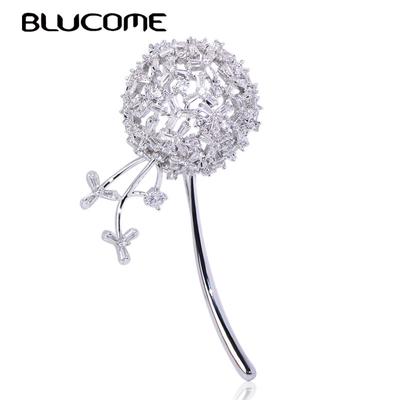 Lindos broches em formato de dente de leão, joias cúbicas de cobre, para mulheres, meninas, roupas, cachecol, chapéu, acessórios, presentes