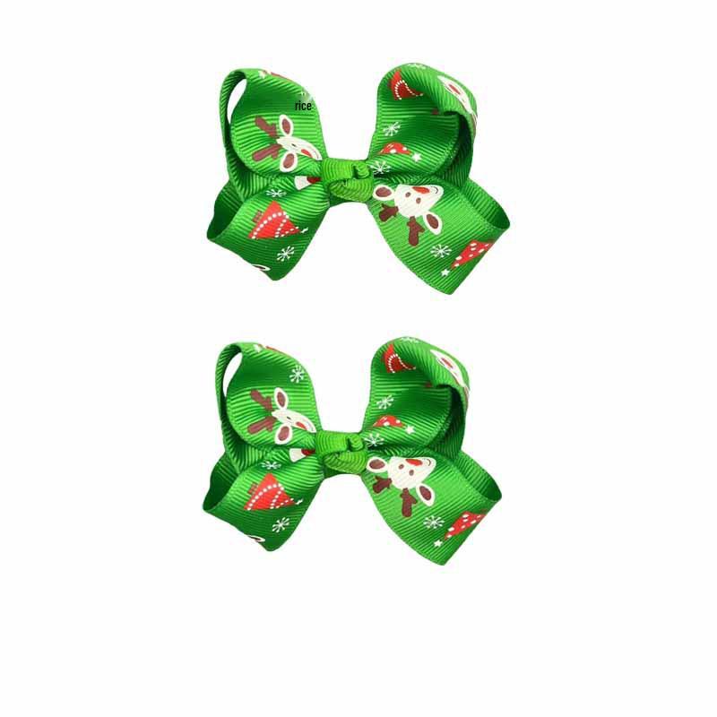 Christmas Reindeer Bow Hair Clip - Red & Green Accessory