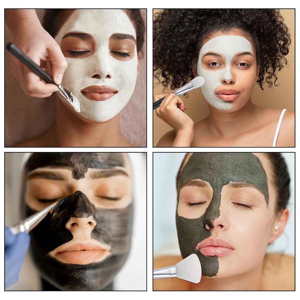 6PCS Silicone Face Mask Brush Applicator, Flexible Silicone Brush Black Beauty Tool Applicator for Mud, Clay, DIY Mask, Body Lotion, Moisturizers