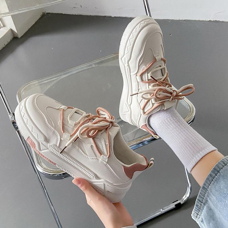 Flat white shoes women's spring and autumn 2025 new student platform Internet celebrity casual shoes ins tide color matching board shoes