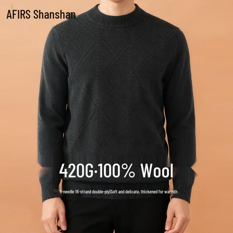 

FIRS Мужской утолщенный пуловер из 100% шерсти с круглым вырезом 4XL