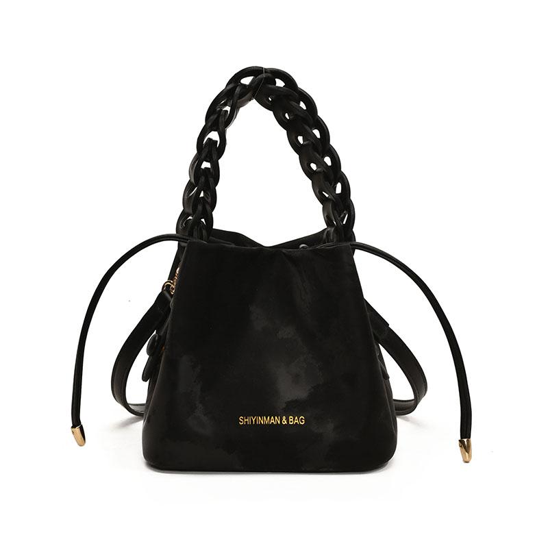 

Premium portable bucket bag, new Korean version soft leather lychee pattern large capacity shoulder messenger bag tide чёрный