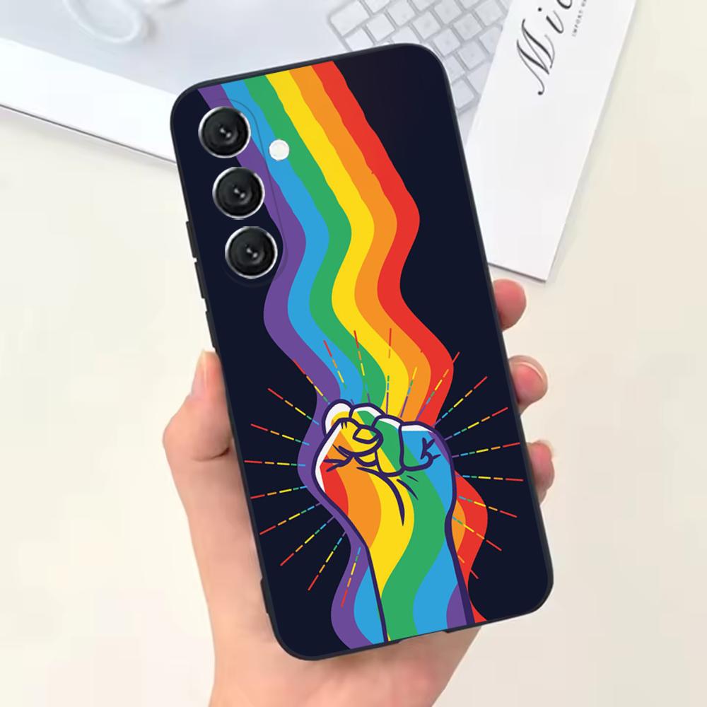 L-Lesbian LGBT Rainbow Pride Phone Case For Samsung Galaxy A13,A21s,A22,A31,A32,A52,A53,A71,A80,Soft Black Shell