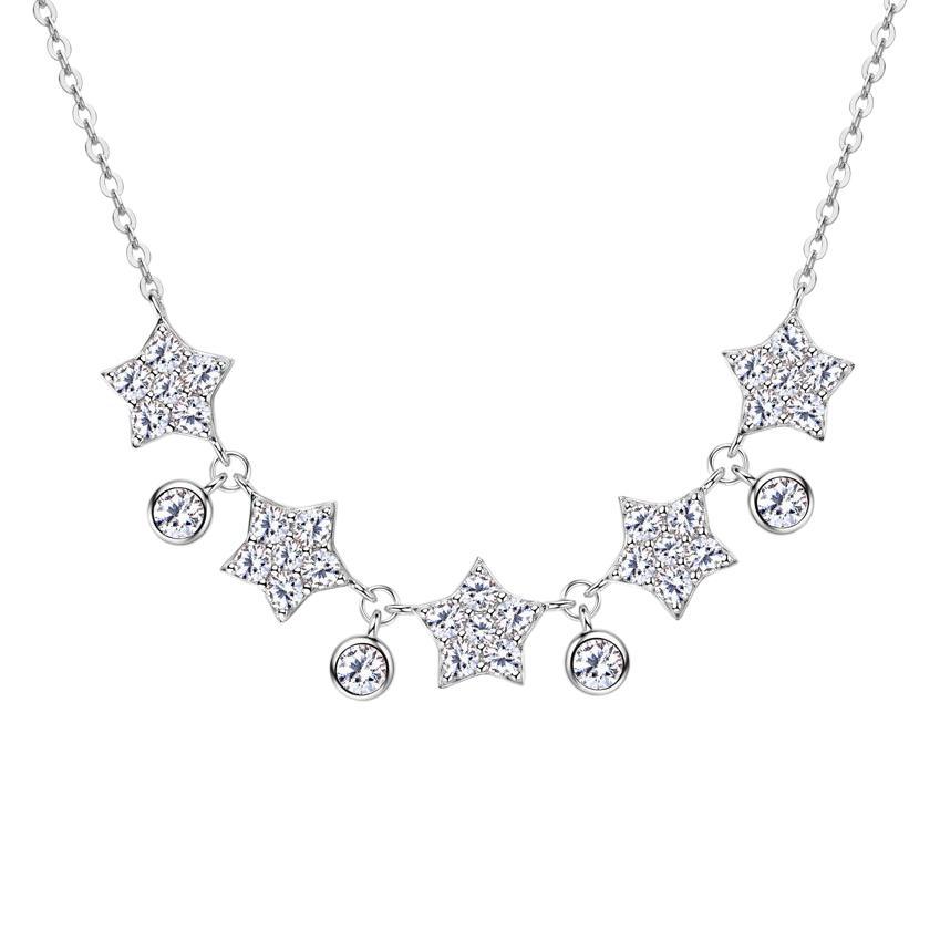 Silvere Glam S925 Sterling Silver Pendant, Niche And Simple All-moissanite Necklace For Women, Christmas Starry Sky Collarbone Chain