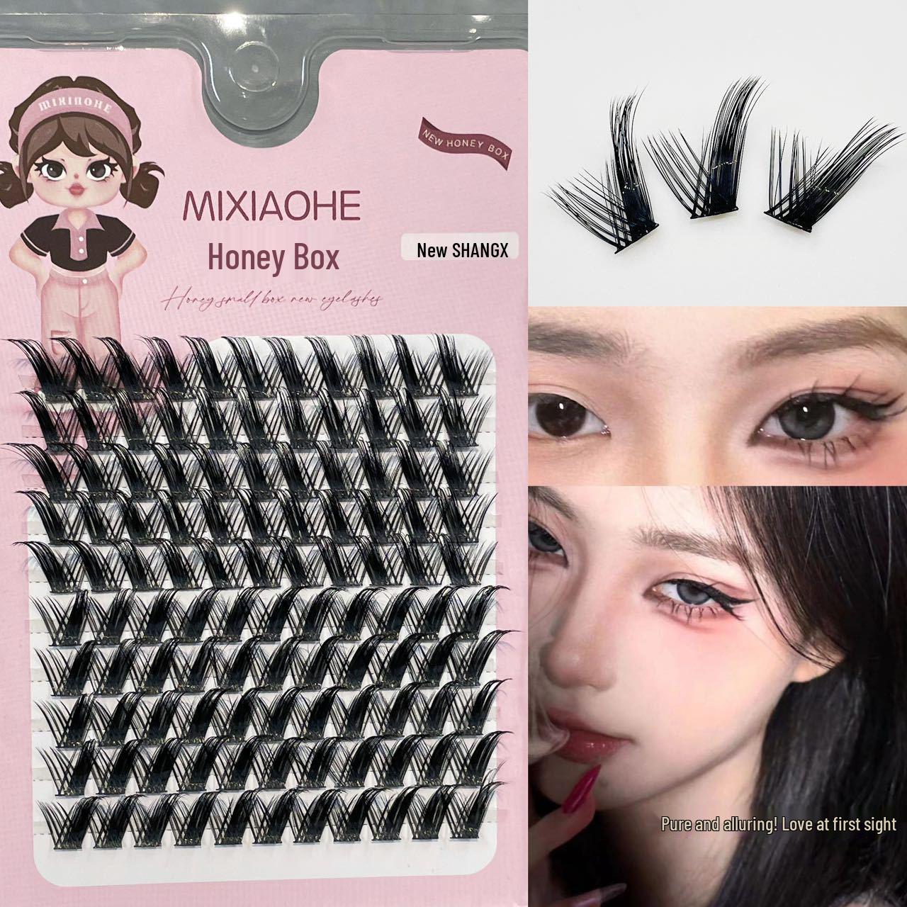 

Honey Box Charming Slanted False Eyelashes - Large Capacity, On-Camera Hybrid for Lengthening Eye Shape