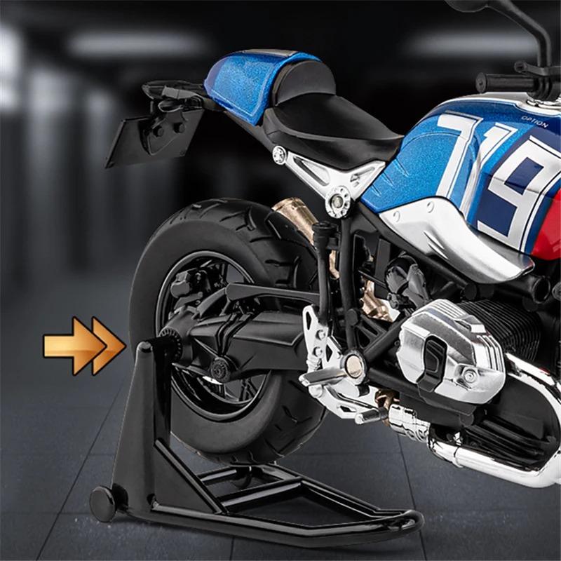 1/12 BMW R NINE T Modello di Moto Sportiva Retrò in Lega in Metallo Diecast Modello di Moto da Corsa Stradale Suono e Luce Giocattolo per Bambini Regalo
