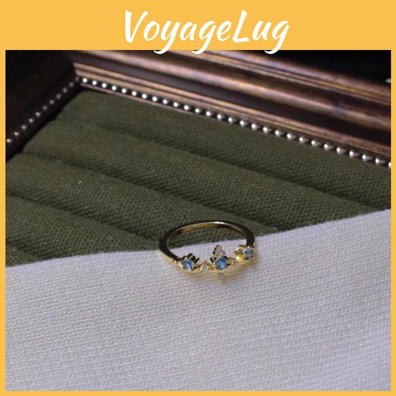 Chic Retro Blue Zirconia Ring For Women Fashionable Adjustable Open Ring With Sophisticated Touch