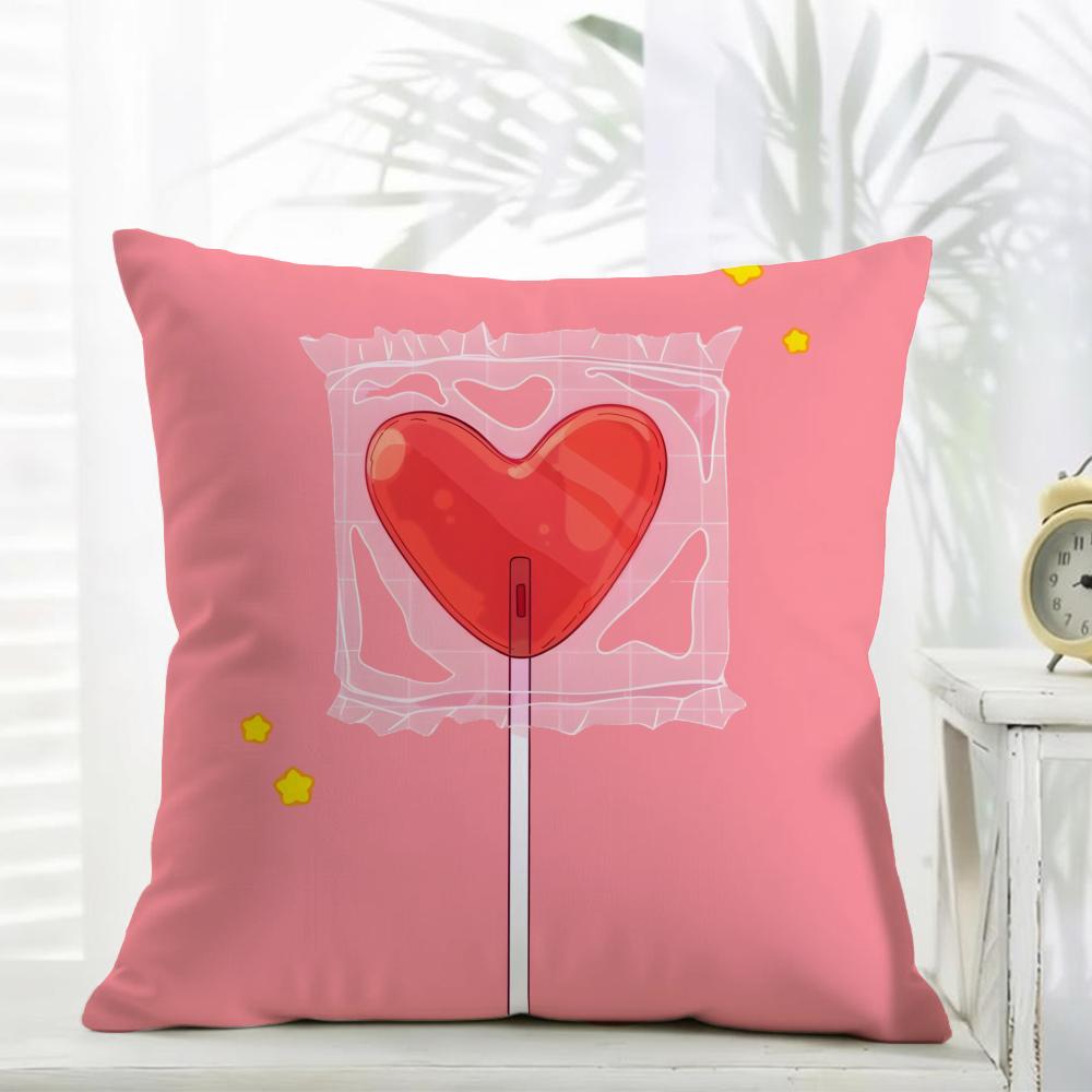 Art Sweet Sweet Pink Candy Cushion Cover Daily Washable Linen Pillowcase Soft For Sofa Bed Home Room Decor