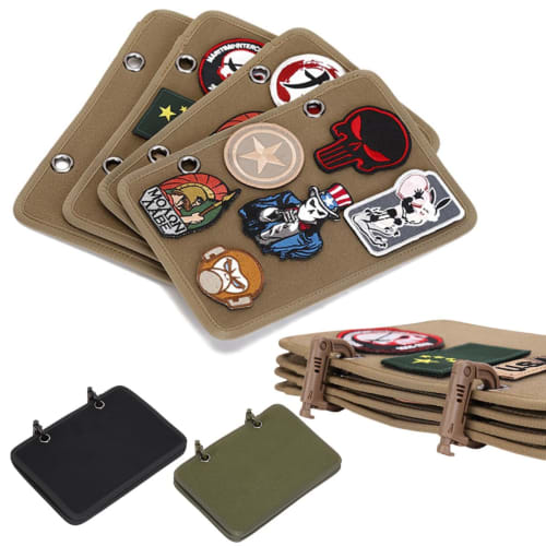 

Nexxxly 4-Piece Set of Military Patch Holders with D-Rings for Airsoft, Special Forces, and Storage (OD)