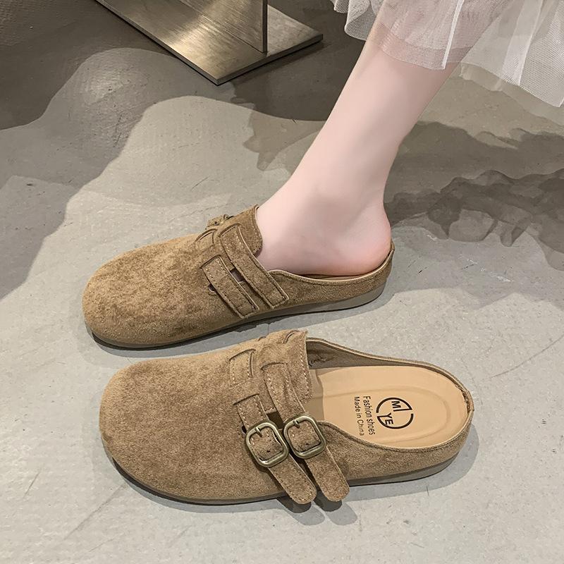 French Half-tray Single Shoes Soft-soled Sandals Outer Wear 2025 New Spring and Summer Flat-bottomed Mary Jane Bag Head Half-slippers Women