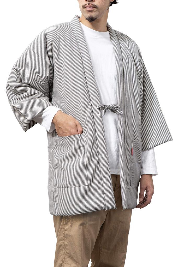 Watanosato Cotton Hanten for Twill Hickory Pattern Men, Weave,