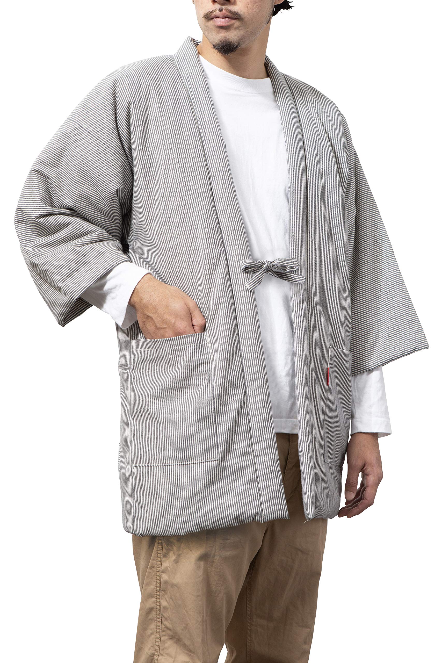 

Watanosato Cotton Hanten для саржевого узора Hickory для мужчин, переплетение,