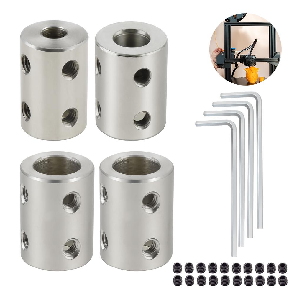 Stiv akselkobling Motorkobling Koblingshylse 5mm/8mm/10mm #45 Stål Sølv for 3D-skriver / RC-robot / Bilmodellaksel / DIY-koder