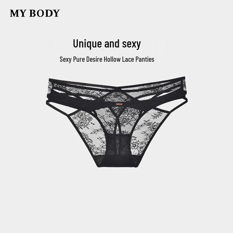 mybody Women's Sensual Lace Breathable Mid-Low Waist Briefs
