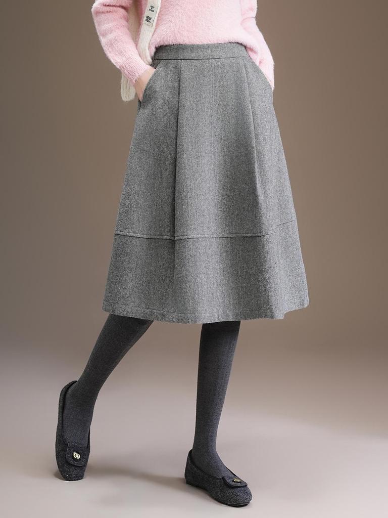 2025 Winter Slimming A-Line Wool Skirt: Mid-Length, Hip-Covering, Stylish & Comfortable Drape