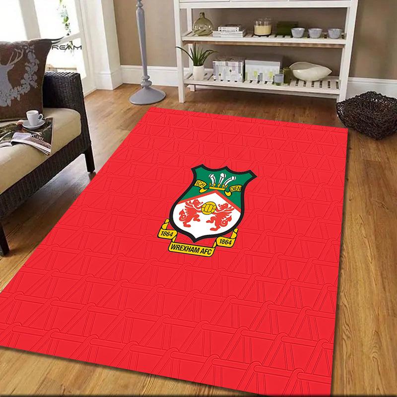 Wrexham AFC Flannel Pattern Square Carpet,Area Rug,Carpet Rug for Living Room Bedroom Sofa Playroom Decor,Non-slip Floor Mat