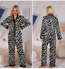 Damen Pyjama-Set mit Leoparden- und Zebra-Print - Langärmliges Oberteil und Hose, Perfekt für Frühling und Herbst (TZ21941)