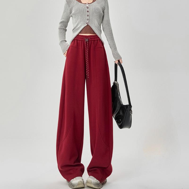 Heavy-Duty American-Style Curved Blade Pants, Sports Sweatpants, Loose And Draping Floor-Length Wide-Leg Pants