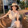 Small Fresh Pastoral Style Fashionable Versatile Flat-top Lace Sun Hat Women's Straw Weaving Travel Sun Hat Sun Protection Big Eaves