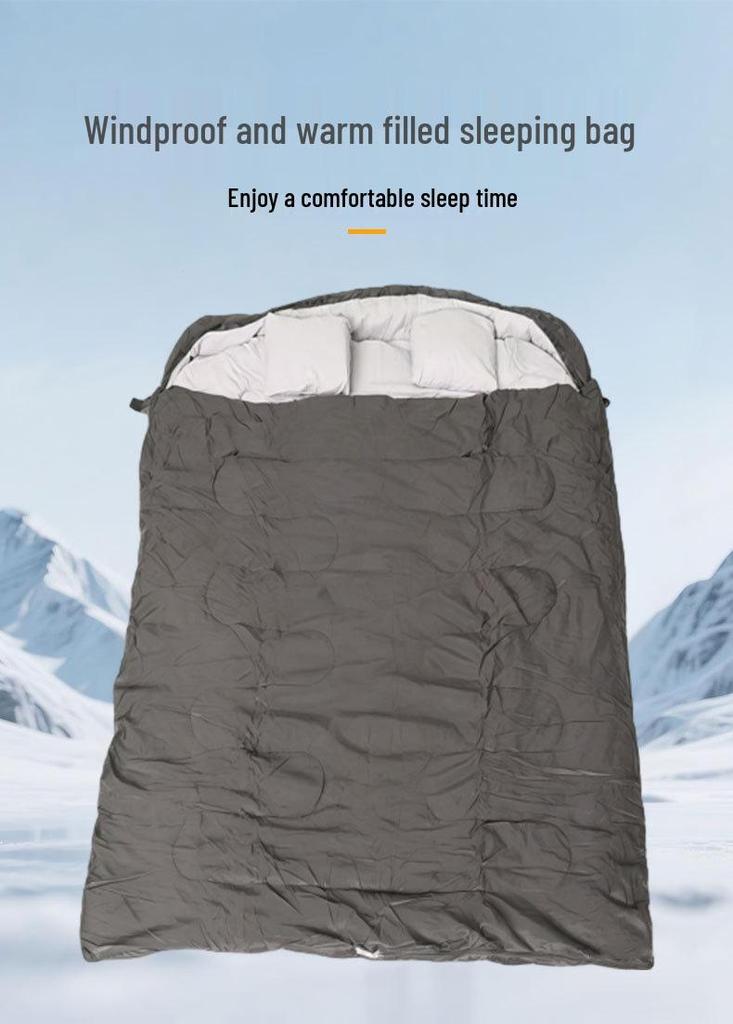Double Sleeping Bag for Outdoor Camping - Warm & Thick for Autumn and Winter