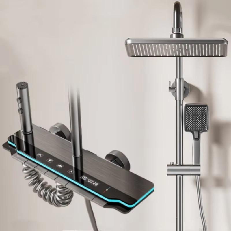 4 Functions Luxury Bathroom Shower Faucet Set Digital Temperature Display With Light Shower Hot Cold Shower Mixer Taps