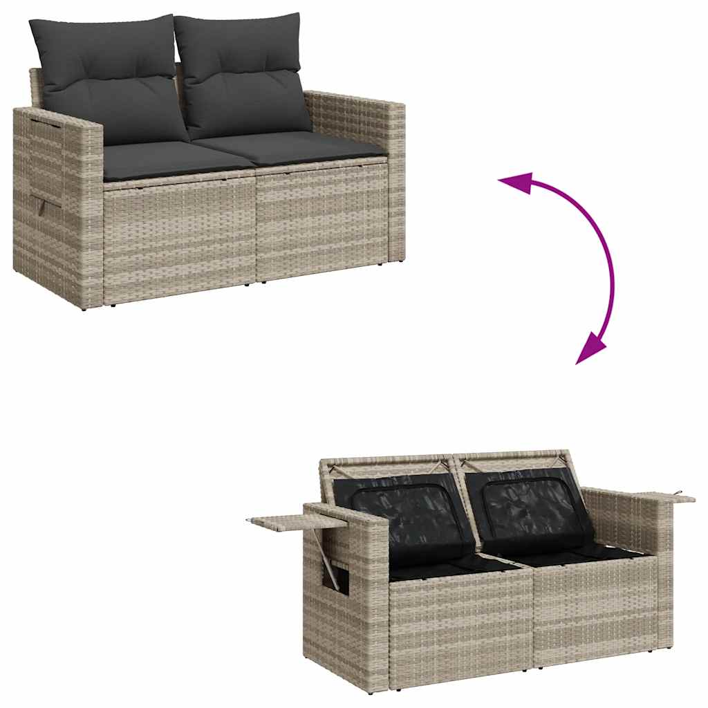 4 Piece Outdoor Sofa Set with Cushions Light Grey Poly Rattan