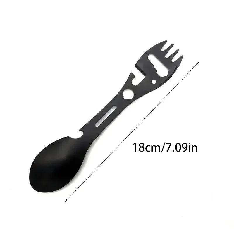 5PCS Outdoor Camping 5-in-1 Multi-functional Survival Tool, Lightweight EDC Set, Practical Fork, Knife, Spoon, Can Opener