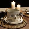 Porcelain Retro Gothic Skull Pasta Bowl, Halloween Tableware, Home Bar Food,Noodle,Salad ,Candy Ceramic Bowl Tabletop Decoration