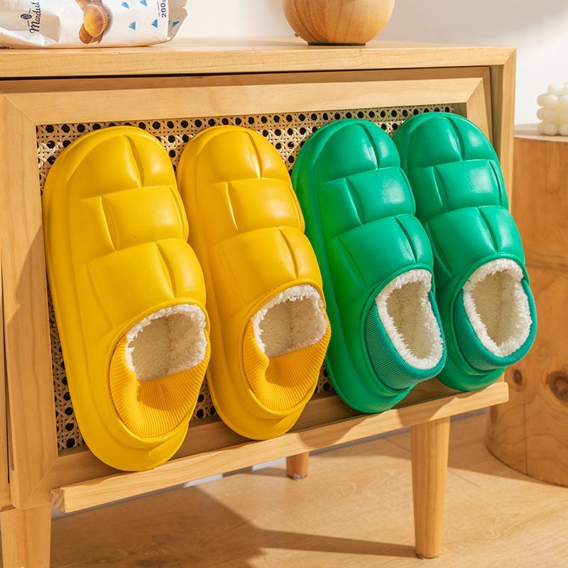 Cotton Slippers Women's Winter Waterproof Bag and Versatile Outer Wear Indoor Thick Bottom Home Velvet Thickened Warm Confinement Slippers