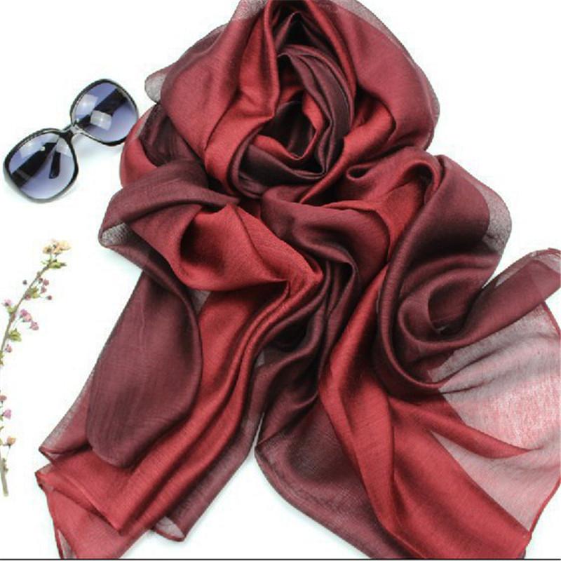 Lamaxapa 2018 New Fashion Summer/Autumn Solid Gradient Women/Lady Real 100% Silk Scarf Thin Shawls And Wrap Long Female Echarpe