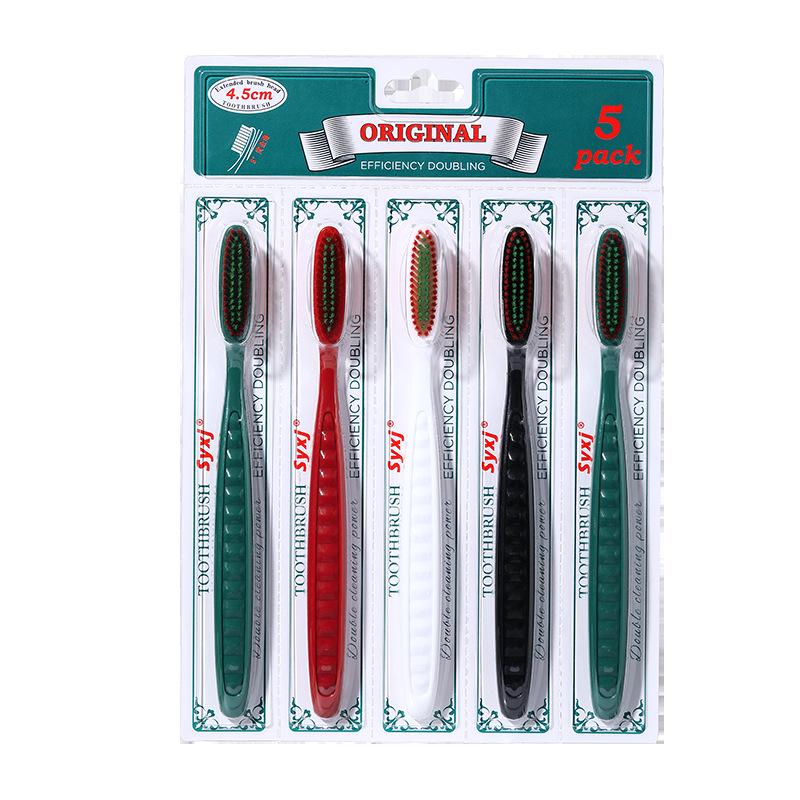 Pack of 5 Adult Soft Bristle Big Head Toothbrushes for Home Use